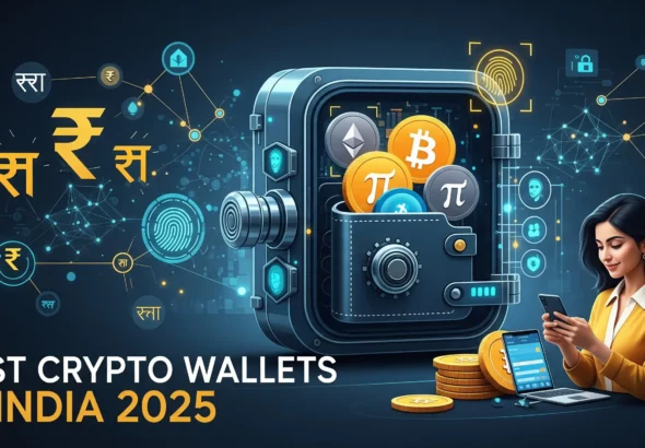 a women holding a phone and a safe with coins